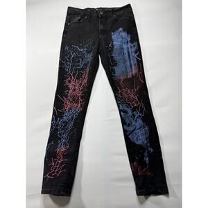 Waimea Youth Boy's Skinny Fit Paint Splatter Black Denim Jeans - Size 18 (30x29)